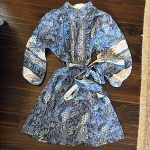Elegant Blue Floral Women's Dress Robe